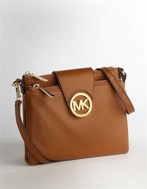 michael kors brown purse leather criss cross and canvas|Michael Kors crossbody wallet purse.